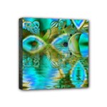 Crystal Gold Peacock, Abstract Mystical Lake Mini Canvas 4  x 4  (Framed)