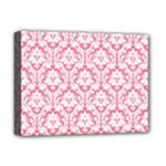 White On Soft Pink Damask Deluxe Canvas 16  x 12  (Framed) 