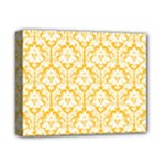 White On Sunny Yellow Damask Deluxe Canvas 14  x 11  (Framed)