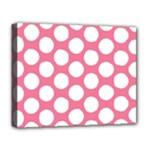 Pink Polkadot Deluxe Canvas 20  x 16  (Framed)