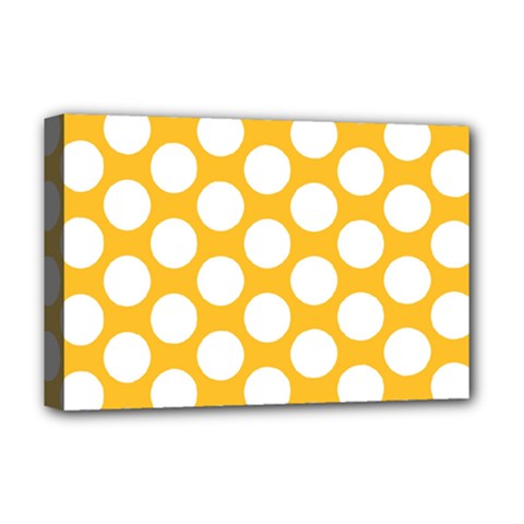 Sunny Yellow Polkadot Deluxe Canvas 18  x 12  (Framed) from UrbanLoad.com