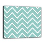Blue And White Chevron Canvas 20  x 16  (Framed)