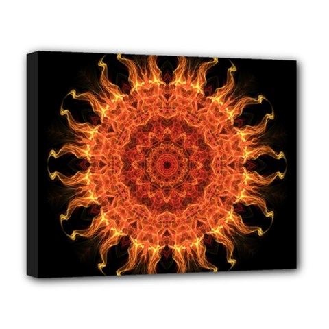 Flaming Sun Deluxe Canvas 20  x 16  (Framed) from UrbanLoad.com