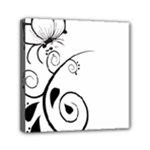 Floral Butterfly Design Mini Canvas 6  x 6  (Framed)