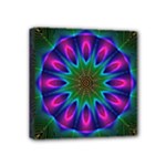 Star Of Leaves, Abstract Magenta Green Forest Mini Canvas 4  x 4  (Framed)