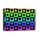 Rainbow Stars and Hearts Deluxe Canvas 18  x 12  (Framed)