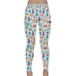 Blue Colorful Cats Silhouettes Pattern Yoga Leggings