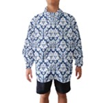 White On Blue Damask Wind Breaker (Kids)