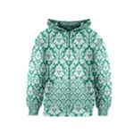 White On Emerald Green Damask Kids  Zipper Hoodie