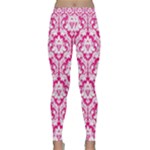 Hot Pink Damask Pattern Yoga Leggings 