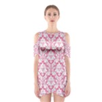 soft Pink Damask Pattern Women s Cutout Shoulder Dress