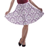 Lilac Damask Pattern A-line Skater Skirt