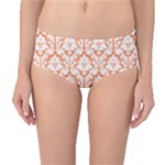 Nectarine Orange Damask Pattern Mid-Waist Bikini Bottoms