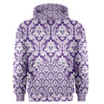 White on Purple Damask Men s Pullover Hoodie