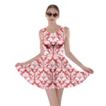 Poppy Red Damask Pattern Skater Dress