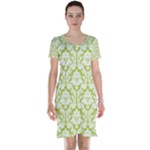 Spring Green Damask Pattern Short Sleeve Nightdress