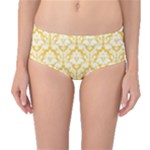 Sunny Yellow Damask Pattern Mid-Waist Bikini Bottoms