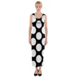 Black And White Polkadot Fitted Maxi Dress