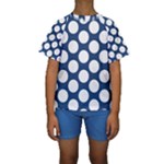 Dark Blue Polkadot Kid s Short Sleeve Swimwear