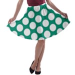 Emerald Green Polkadot A-line Skater Skirt