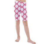 Pink Polkadot Kid s Mid Length Swim Shorts