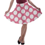 Pink Polkadot A-line Skater Skirt