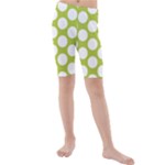 Spring Green Polkadot Kid s Mid Length Swim Shorts