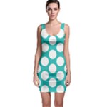 Turquoise Polkadot Pattern Sleeveless Bodycon Dress