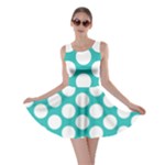 Turquoise Polkadot Pattern Skater Dress