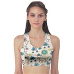 Whimsical Flowers Blue Sports Bra