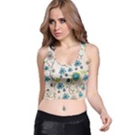 Whimsical Flowers Blue Racer Back Crop Top