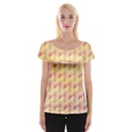 Geometric Pink & Yellow  Women s Cap Sleeve Top