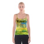 Golden Days, Abstract Yellow Azure Tranquility Spaghetti Strap Top