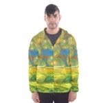 Golden Days, Abstract Yellow Azure Tranquility Hooded Wind Breaker (Men)
