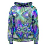 Abstract Peacock Celebration, Golden Violet Teal Women s Pullover Hoodie
