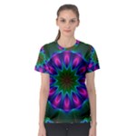 Star Of Leaves, Abstract Magenta Green Forest Women s Sport Mesh Tee