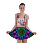 Star Of Leaves, Abstract Magenta Green Forest Mini Skirts