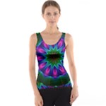 Star Of Leaves, Abstract Magenta Green Forest Tank Top