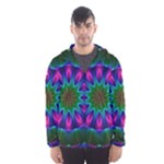Star Of Leaves, Abstract Magenta Green Forest Hooded Wind Breaker (Men)