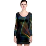 Abstract Rainbow Lily, Colorful Mystical Flower  Long Sleeve Bodycon Dress
