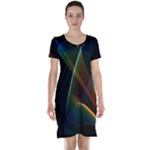 Abstract Rainbow Lily, Colorful Mystical Flower  Short Sleeve Nightdress