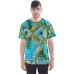 Crystal Gold Peacock, Abstract Mystical Lake Men s Sport Mesh Tee