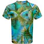 Crystal Gold Peacock, Abstract Mystical Lake Men s Cotton Tee