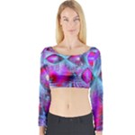 Crystal Northern Lights Palace, Abstract Ice  Long Sleeve Crop Top