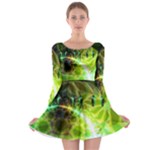Dawn Of Time, Abstract Lime & Gold Emerge Long Sleeve Skater Dress