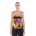 Golden Violet Crystal Palace, Abstract Cosmic Explosion Spaghetti Strap Top