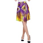 Golden Violet Crystal Palace, Abstract Cosmic Explosion A-Line Skirt