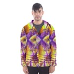 Golden Violet Crystal Palace, Abstract Cosmic Explosion Hooded Wind Breaker (Men)