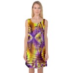 Golden Violet Crystal Palace, Abstract Cosmic Explosion Sleeveless Satin Nightdress