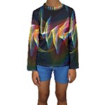Northern Lights, Abstract Rainbow Aurora Kid s Long Sleeve Swimwear
